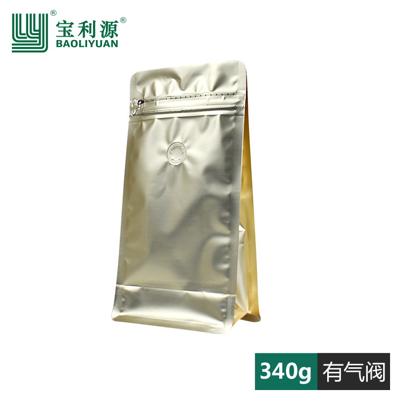 Liyuan Coffee Bag Válvula de escape Una libra Dos libras Bolsa de embalaje de granos de café Papel de aluminio de ocho lados Bolsa de té de alimentos en stock