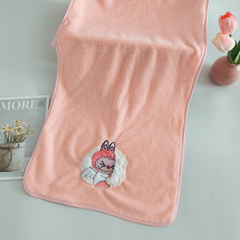 Cartoon Embroidered Lab Cloth Towel and Bath Towel Two-Piece Set Coral Velvet Kidsren's Adult Face Towel Soft, Absorbent and Lint-Free