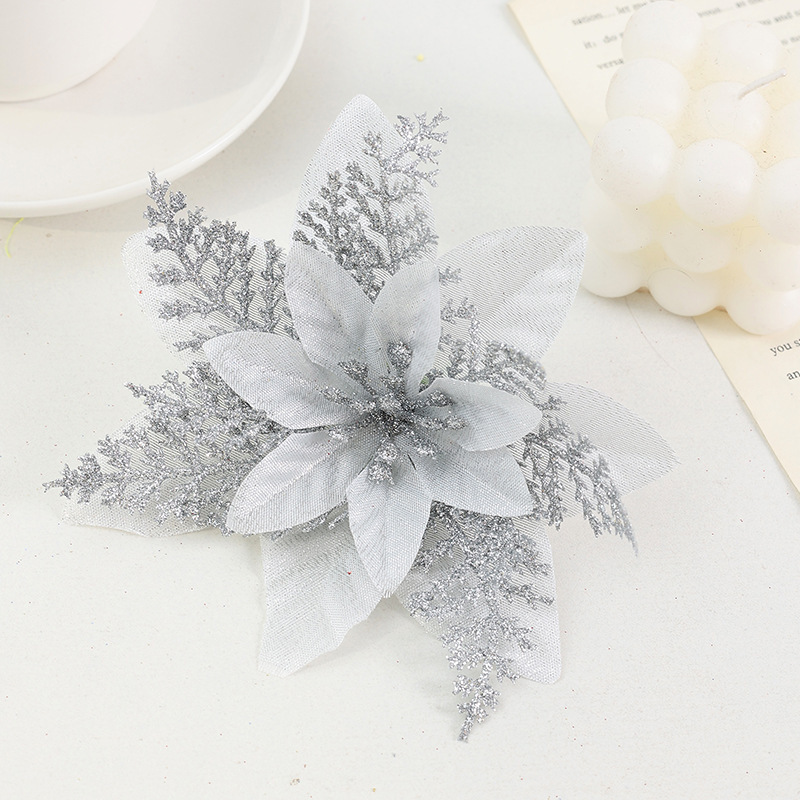 Simulación de flores de Navidad de tres hojas falsas flores de seda decoración de Navidad decoración de boda al por mayor