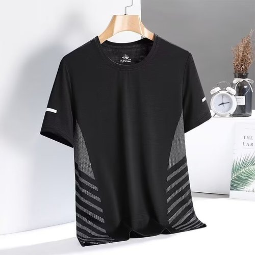 Ice silk quick-drying T-shirt men's short-sleeved summer men's large-size half-sleeved tops outdoor running sports T-shirt round collar