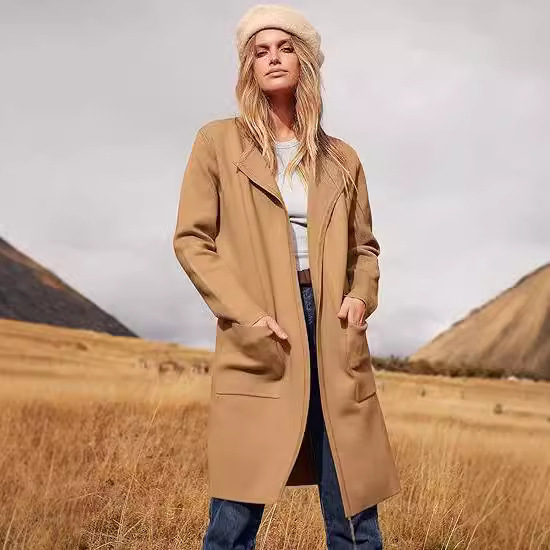 AMAZON 유럽과 미국의 국경 여성 니트 캐주얼 롱 가디건 스웨터 여성 재킷 2024 가을, 겨울