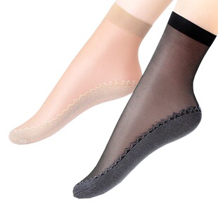 Cotton bottom velvet women's short stockings tube socks cotton sweat-absorbent anti-slip bottom anti-hook silk spring and autumn flesh color massage socks