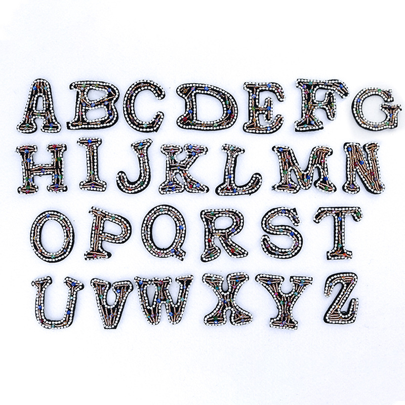 新款手工钉珠26个英文链条字母衣服鞋子包包配件diy服装辅料