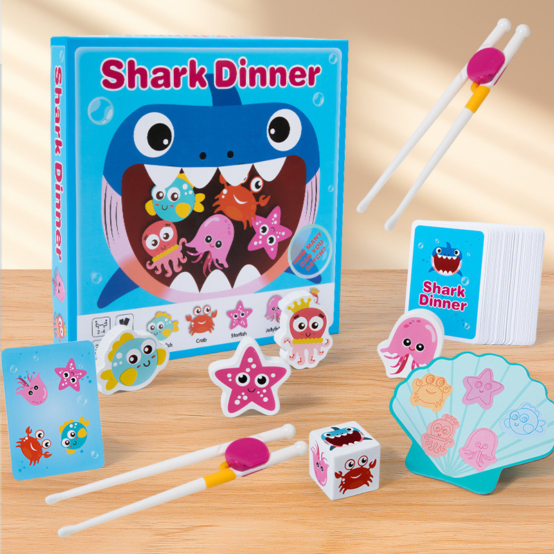 Children's shark dinner learning chopsticks use hand-eye coordination ability concentration training educational early education toys