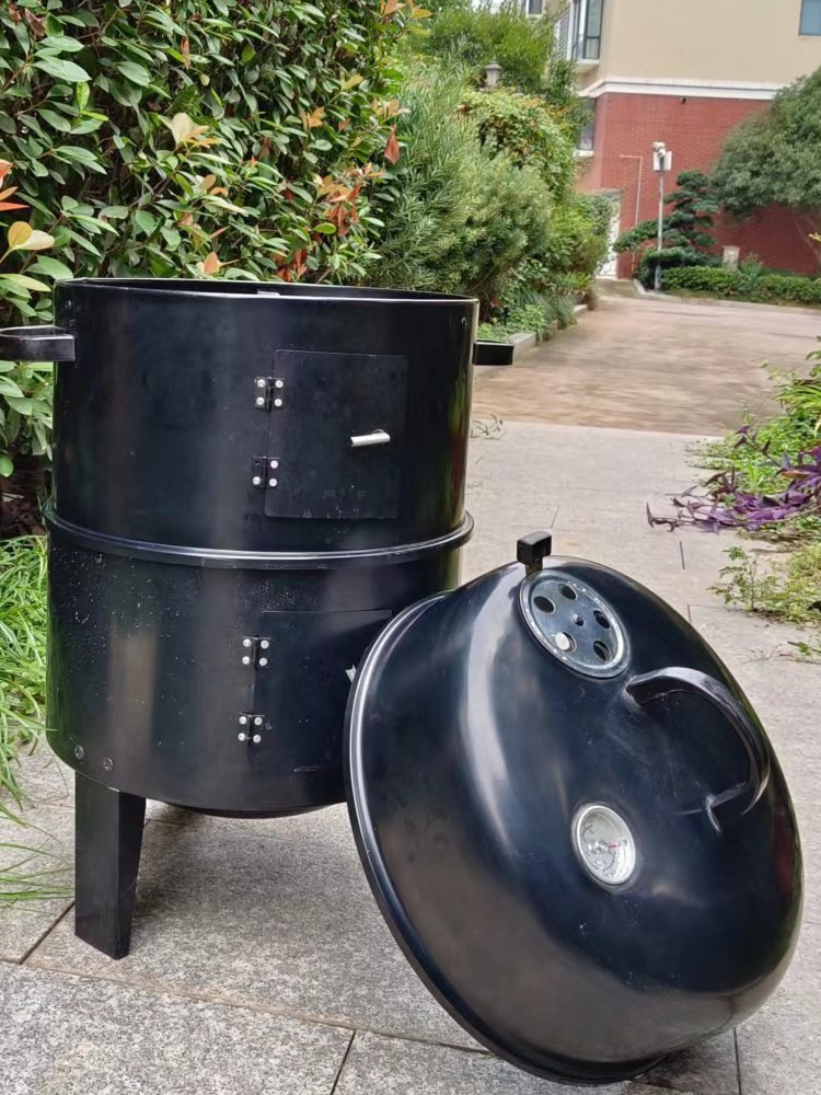 腊肉熏鱼烤地瓜农家双层烟熏焖烤烧烤炉三合一家用烟熏桶烟熏炉