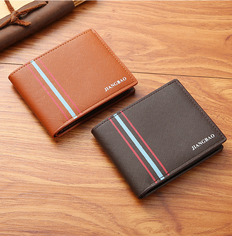 Men's Stripe Pu Leather Open Wallets display picture 3