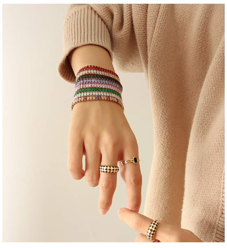 exaggerated color zircon necklace bracelet titanium steel 18k jewelry wholesale