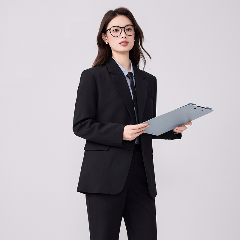 2025秋冬新款灰色西装外套女职业装大学生面试正装高级感西服套装|undefined