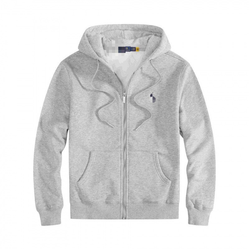Rl Cross-Border Export Polo Sweatshirt Suit Embroidered Pony Logo Hooded Cardigan Fleece-Lined Casual Jacket for Men