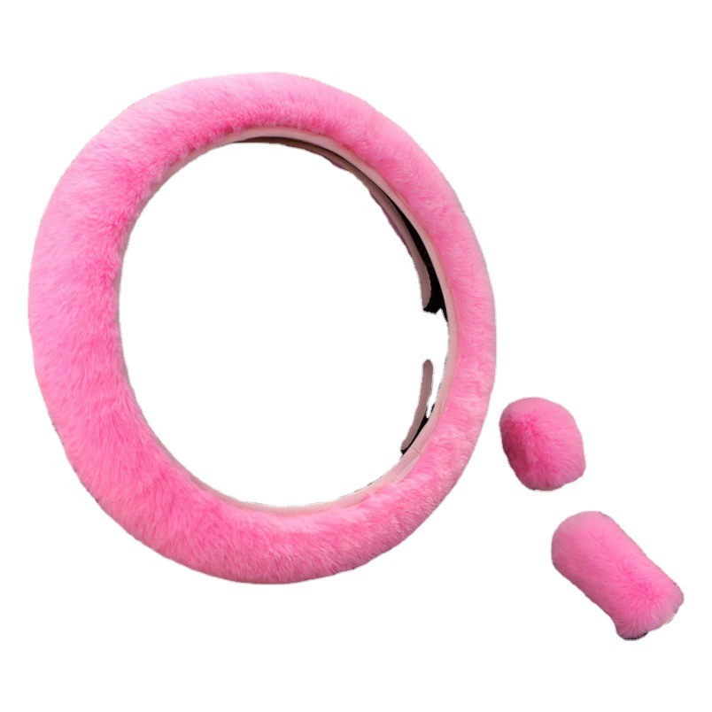 Плюшевый чехол на руль автомобиля с кроликом, комплект из шести предметов, чехол для автомобильной ручки из меха кролика Rex без внутреннего кольца, эластичная крышка ручки, трансграничная Универсальная