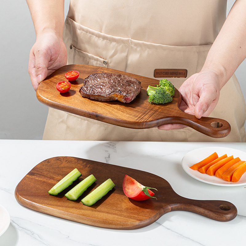 Japón acacia madera tablero de corte de verduras tablero de mesa de alimentos suplementarios de madera sólida pequeña tablero de corte de madera entera pan bandeja de frutas