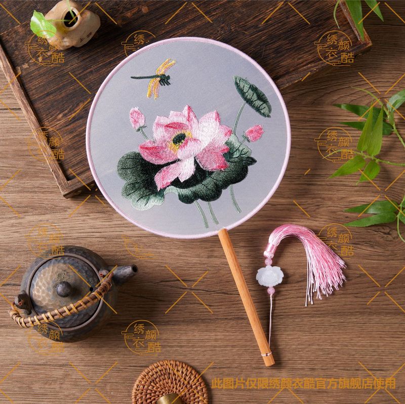 蘇州刺繍古典舞扇 刺繍両面扇子 舞踊漢服 中国風工芸扇 工場直販|undefined
