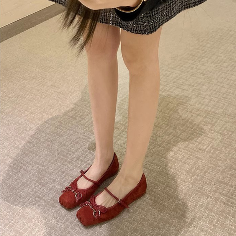 Grape Mom studiolee chica francesa lazo de una palabra con nariz de cerdo salvaje Mary Jane zapatos individuales mujer