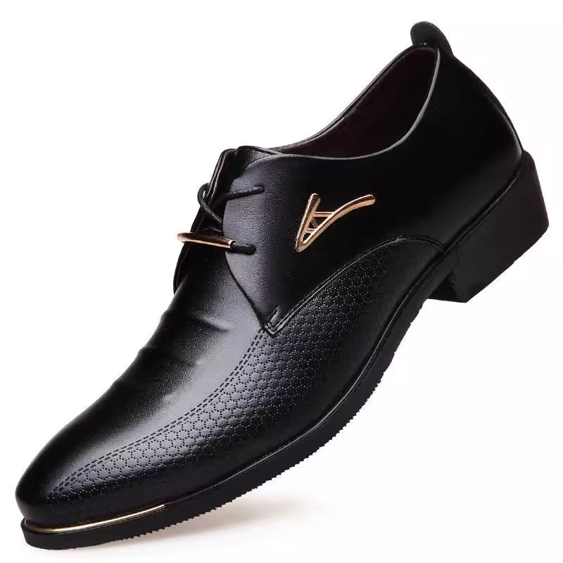 Los hombres de otoño transfronterizos más el tamaño de los zapatos de los hombres zapatos de cuero formales de negocios de los hombres zapatos casuales con cordones de cuero bajo-top image 6