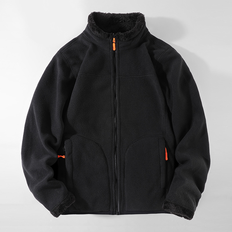 Doble cara para uso de pareja al aire libre chaqueta de terciopelo para hombres y mujeres otoño y invierno más terciopelo grueso abrigo de terciopelo de coral cálido chaqueta de terciopelo de grano agitado