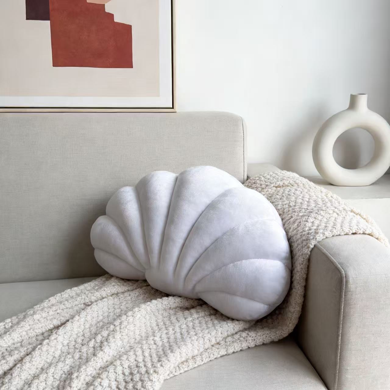 Zhang Yixing's Same Style Plush Shell-Shaped Pillow for Home Aquarium Decoration, Sofa Office Marine Animal Pillow
