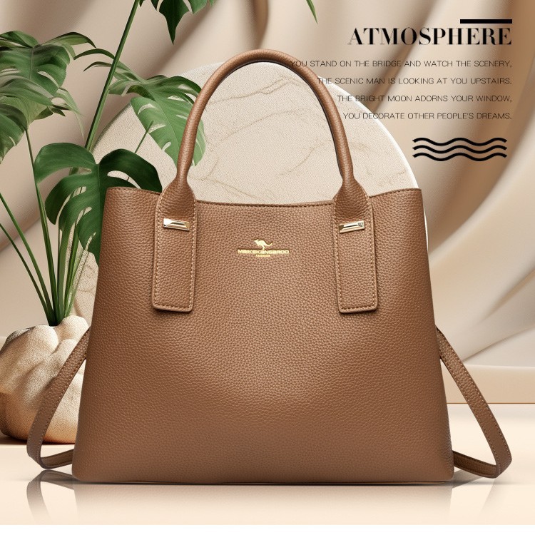 Women's Elegant Soft PU Leather Handbag Versatile Shoulder Crossbody Bag Large Capacity Daily Use Tote With Zipper Closure_voghion.com