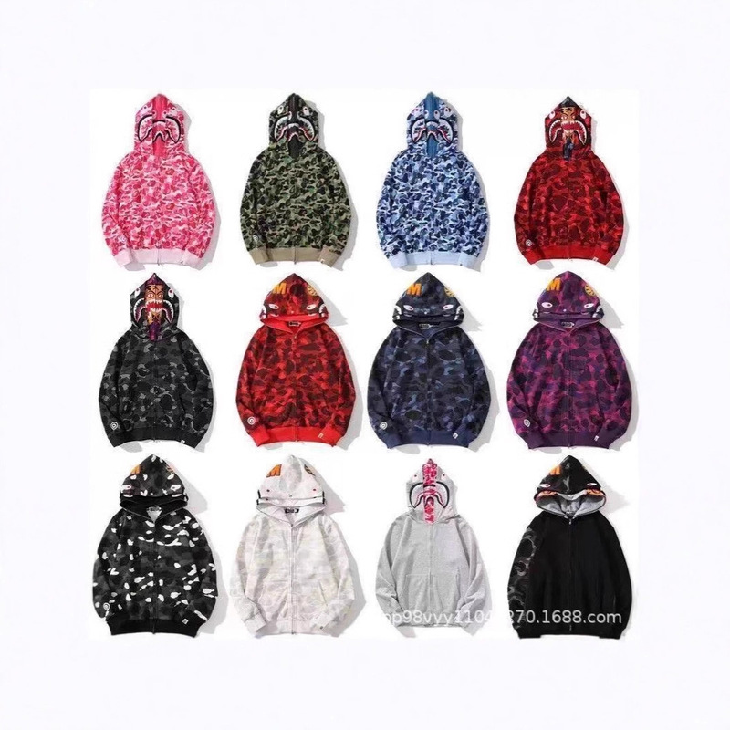 2025 Popular Export Trendy Brand Fleece-Lined Bape Shark Suit Men's Printed Casual Terry Hooded Sweatshirt Jacket 2025 Popular Export Trendy Brand Fleece-Lined Bape Shark Suit Men's Printed Casual Terry Hooded Sweatshirt Jacket