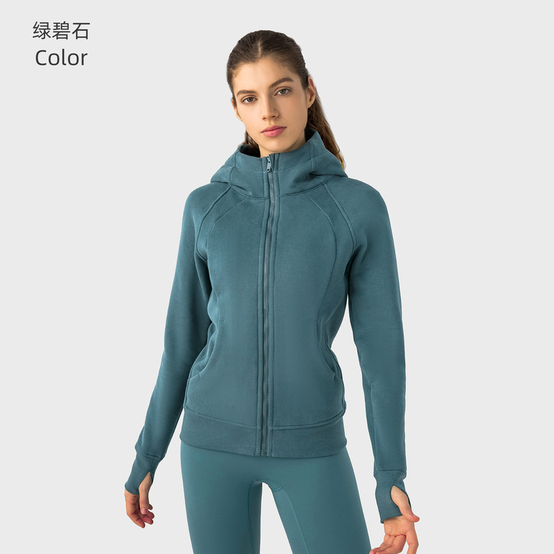 SCA新款加厚保暖连帽外套女户外健身卫衣瑜伽服夹克运动上衣DJ028|undefined