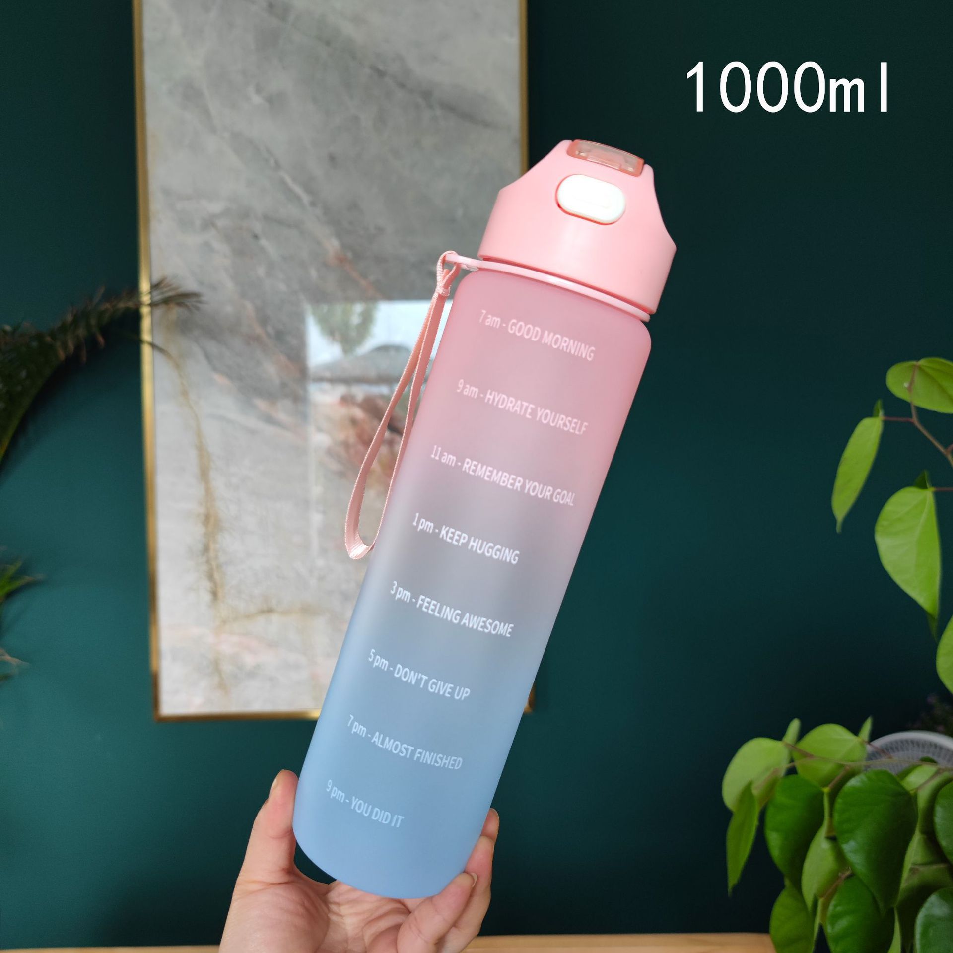 Al por mayor simple gradiente helado boquilla de succión de plástico taza de agua cuerda portátil adulto deportes al aire libre botella de agua de gran capacidad