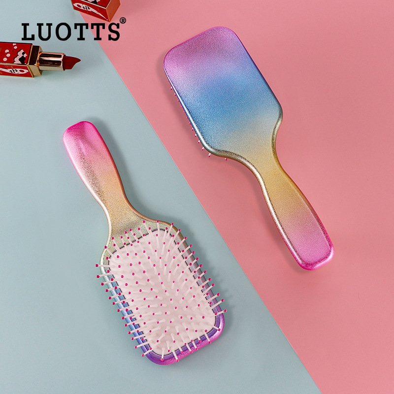 LUOTTSRainbow Gradient Color Air Cushion Comb Nylon Tooth Large Curved Comb Hair Care Hair Smoothing Air Bag Comb Hair Styling Comb
