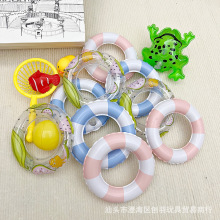抖音同款乌龟游泳圈戏水玩具西瓜冰淇淋杯托底座充气迷你泳圈装饰