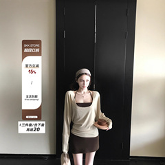 Skk Store'姐系松弛'天丝醋酸羊毛纯欲慵懒长袖T恤挂脖背心4件套