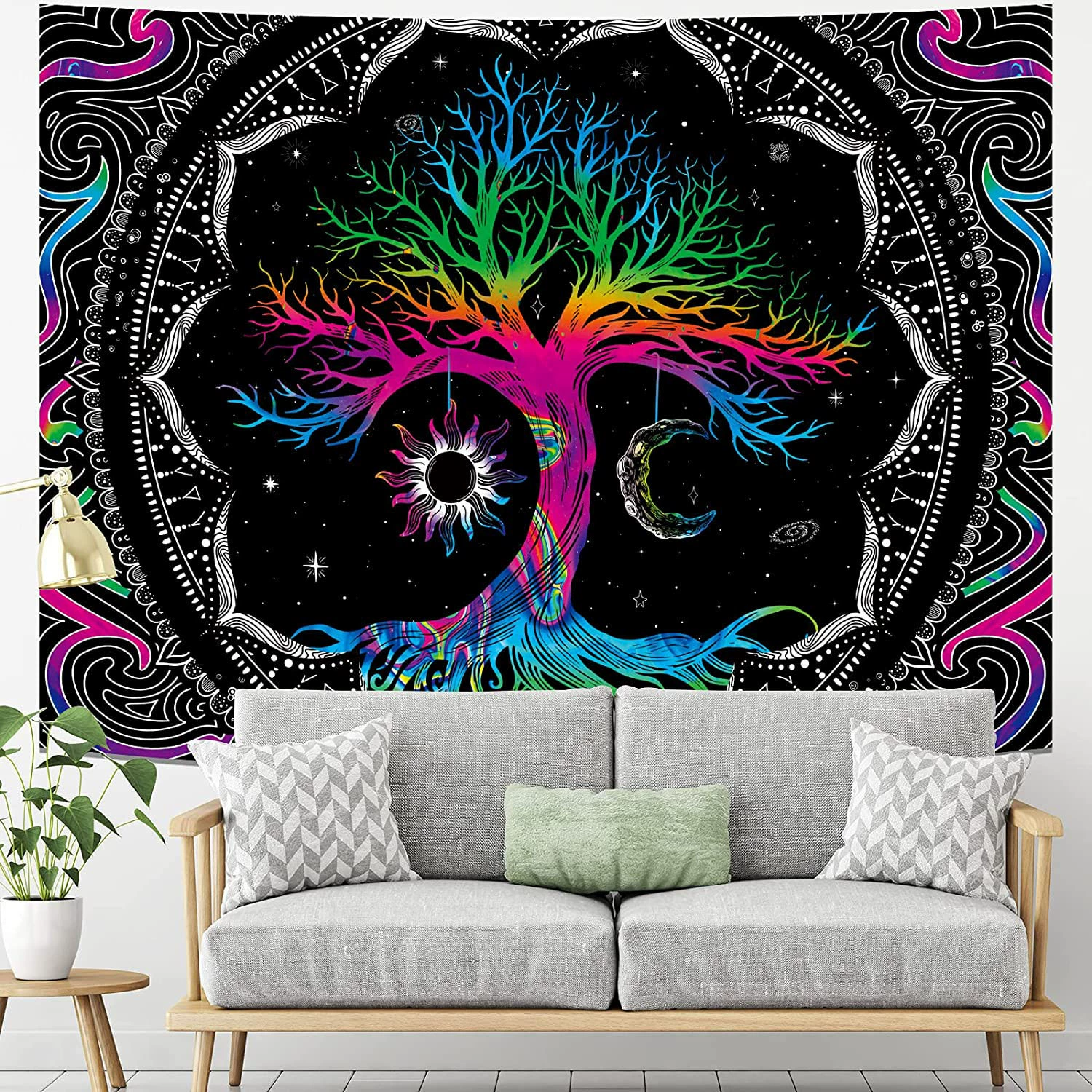Cross -border Life Tree Psychedelic Manu Tapestry Tapestry Better and Sun Bohemia Background Cloth