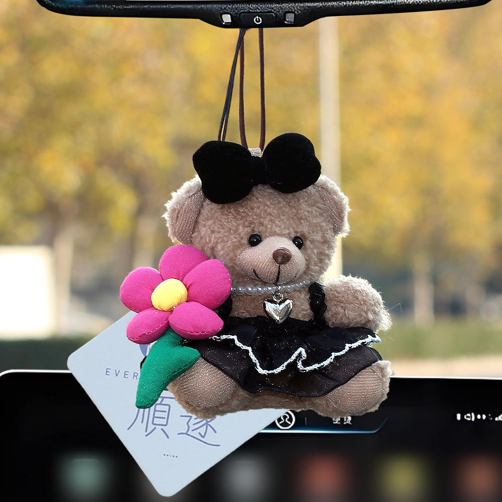 Pequeño oso de peluche colgante de automóviles colgante de automóviles colgante de automóviles espejo retrovisor colgante de automóviles adornos perfumados joyas mujeres