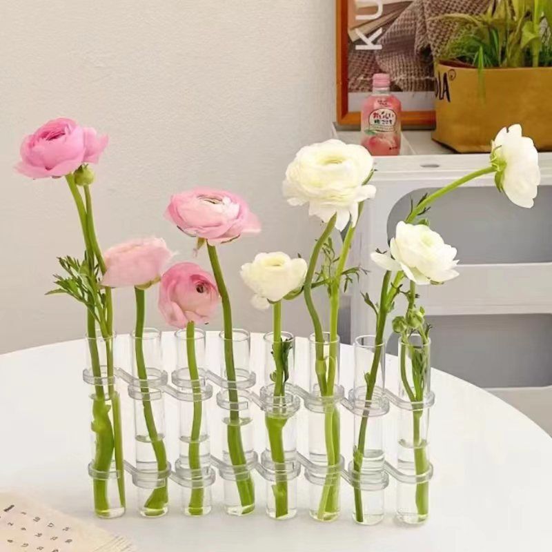 試験管花瓶風高価値ガラスネット有名人の装飾品花水耕栽培花器組み合わせ花瓶装飾|undefined