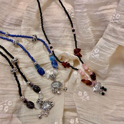 Ancient-style long-life lock necklace, new Chinese ethnic style pendant lockchain,  new handmade bead necklace, fashionable choker