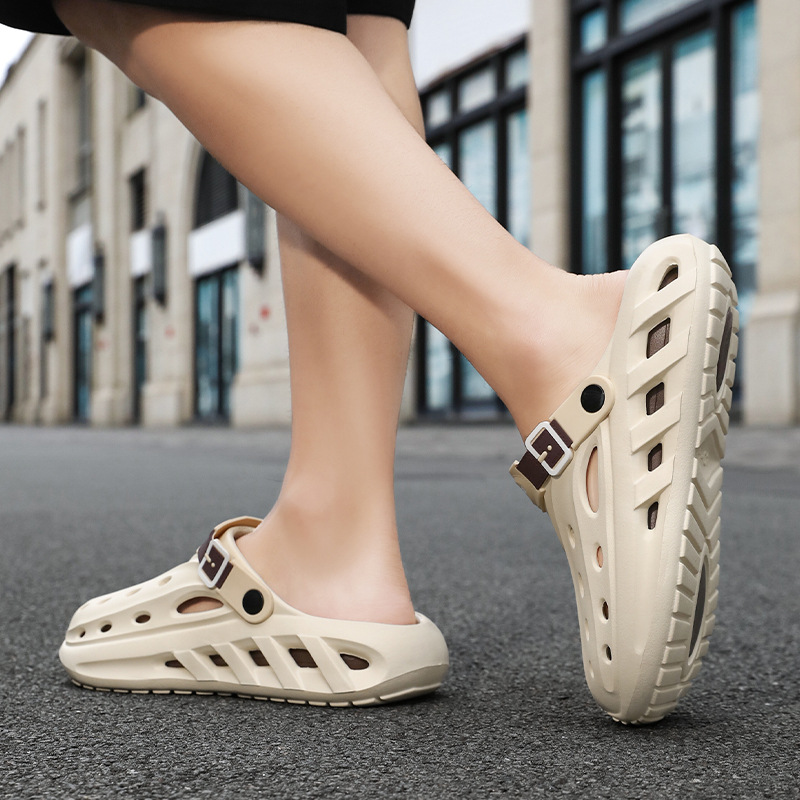 Nuevo estilo de los hombres, ligero, cómodo, tendencia, moda, ocio diario, punta redonda, color a juego, transpirable, zapatos con agujeros para hombres Baotou