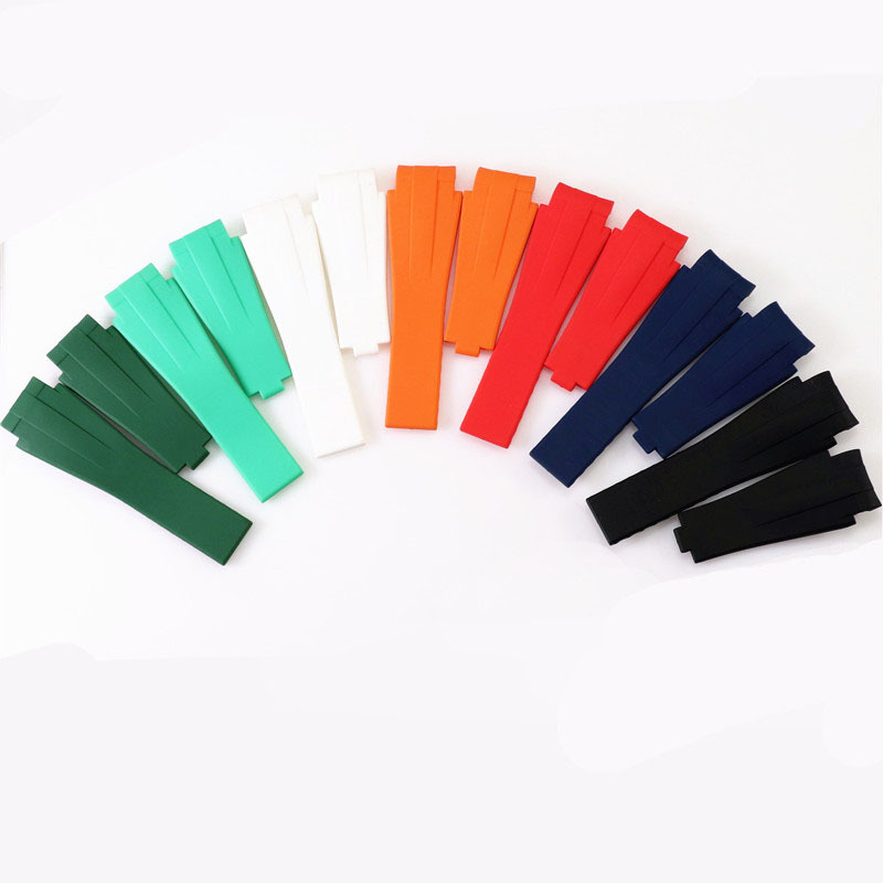 適用于勞l鬼王系列防s水柔軟橡膠矽膠21mm表帶短款可微調表鏈配件