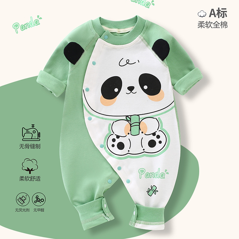 Baby Romper Spring and Autumn Style Pure Cotton Seamless Full-Month Baby Outing Clothes Newborn Jumpsuit Striped One-Piece
