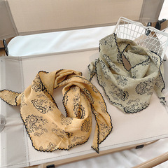 Children's thin collar scarf cotton linen walnut small silk scarf soft summer breathable girls headscarf baby triangle scarf shawl