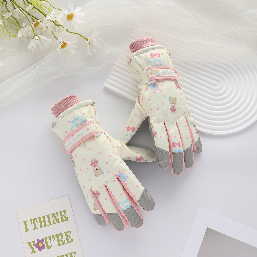 Guantes de esquí al aire libre para hombres y mujeres en invierno caliente más vello grueso ciclismo montaña impermeable antideslizante guantes de pantalla táctil de algodón