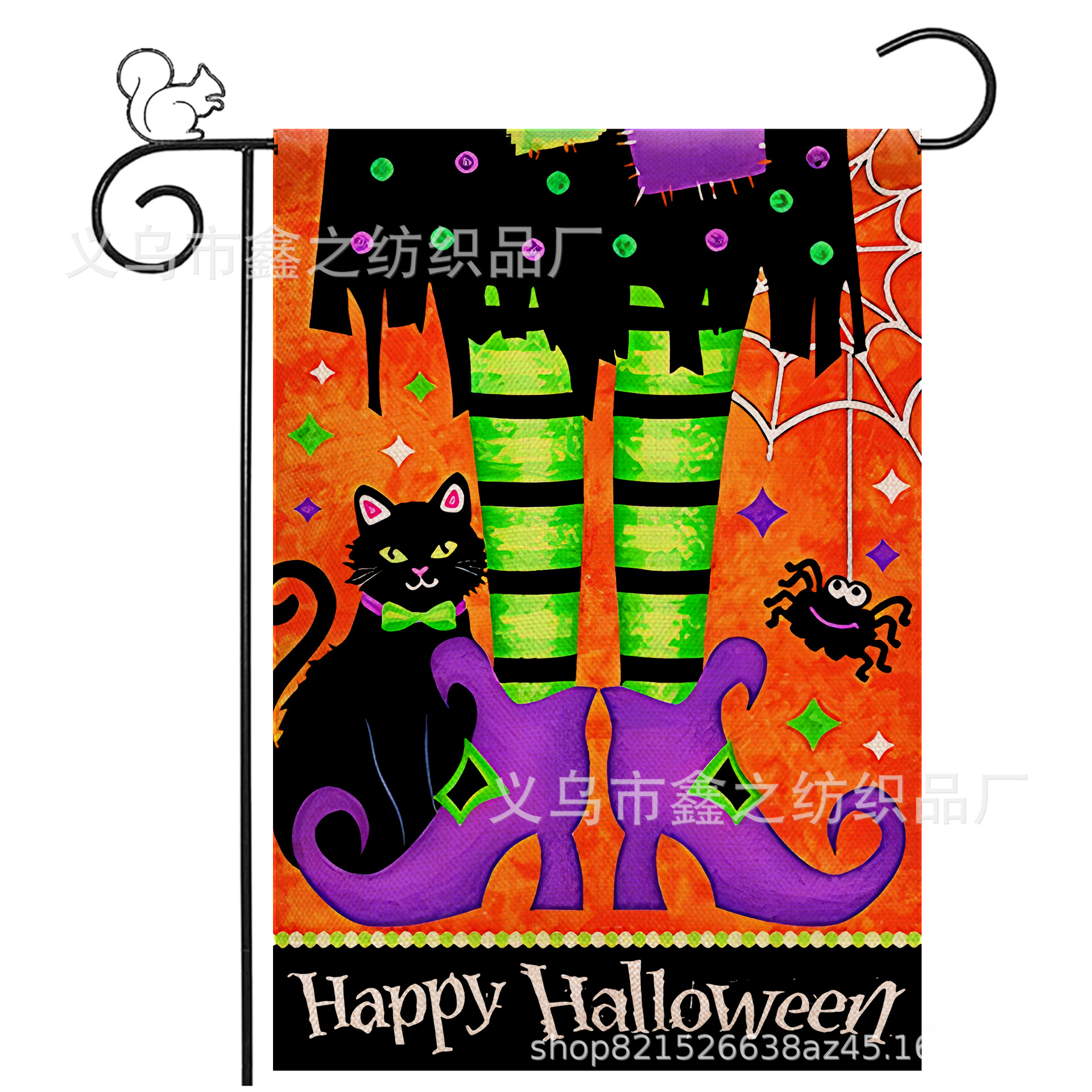 Temu亚马逊旗帜 新款万圣节花园旗 双面印花亚麻BOO万圣花园旗