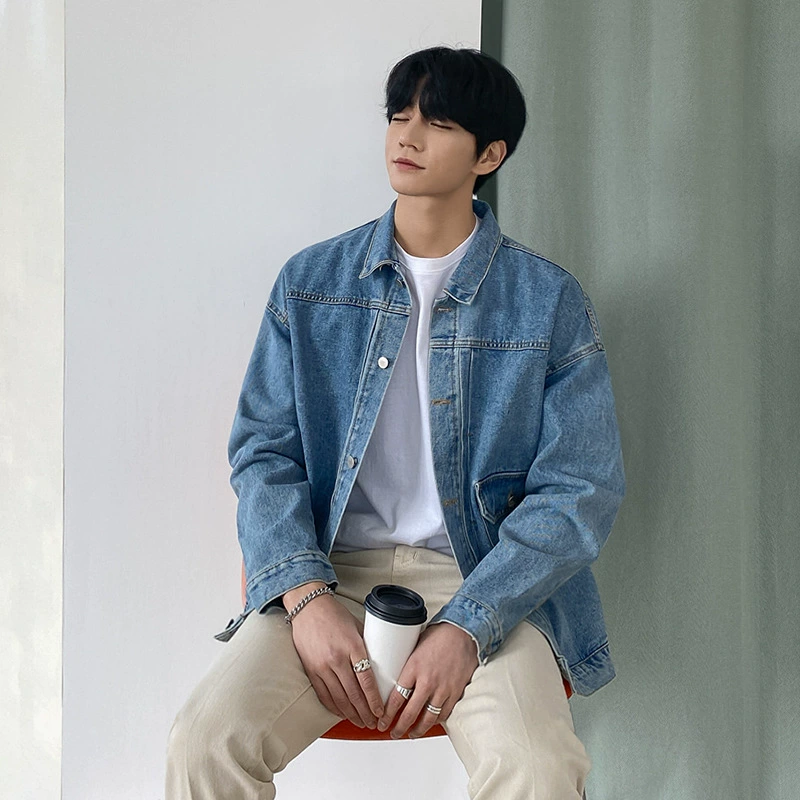 [Распродажа] Мужская Осенняя новая джинсовая куртка, пальто, корейская мода, мужские свободные молодые студенты