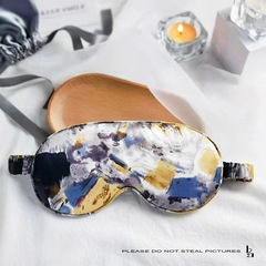 A5L Abstract Painting Silk Eye Mask Sleep Blocker Breathable for Men and Women Eye Fatigue Relief Student Set Includes Earplugs