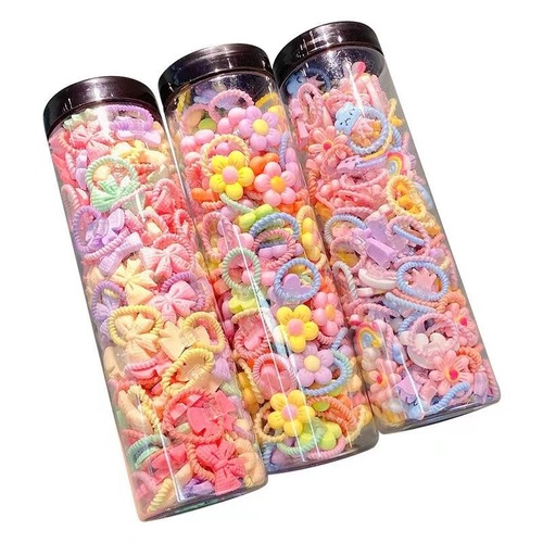 Korean version of children's accessories 100 cans of small rubber bands, cute headbands for girls to tie their hair without damaging the hair, hair ties and hair accessories