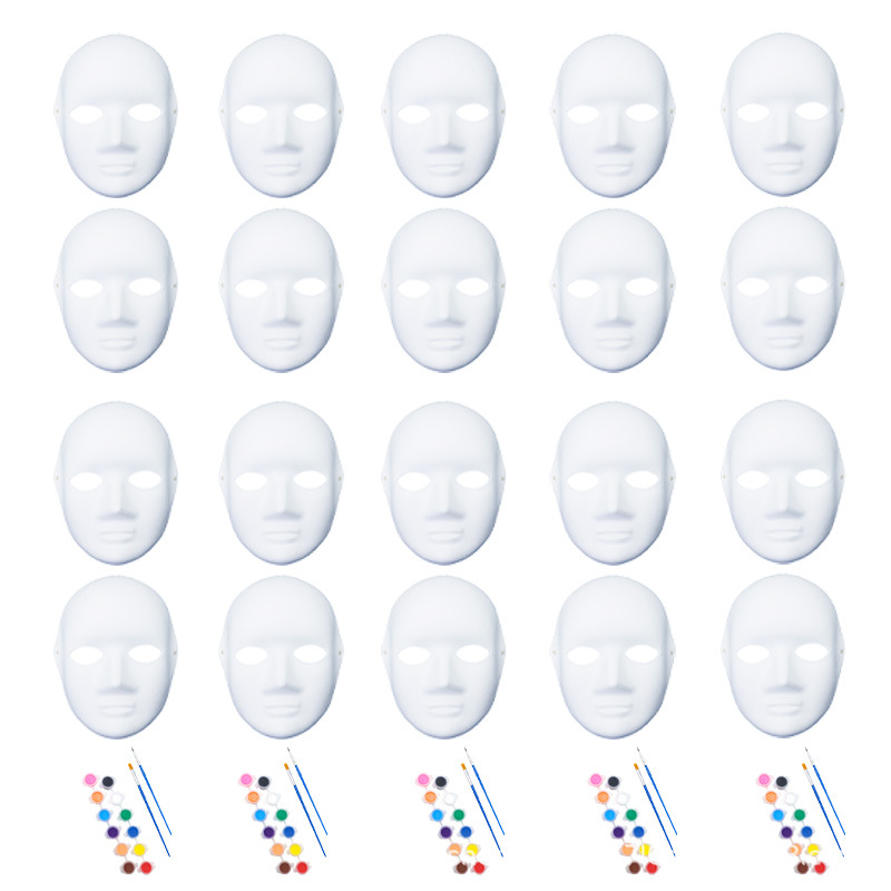 Amazon máscara de embrión blanco de venta en caliente máscara de pulpa DIY día de los niños dibujo padre-hijo props hechos a mano