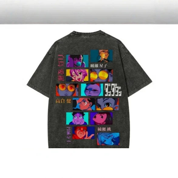 2026 Washed Vintage Cotton T-Shirt American Style Short-Sleeve Anime Demon Slayer Merchandise Print Couple's Wide Pure Cotton T-Shirt for Men