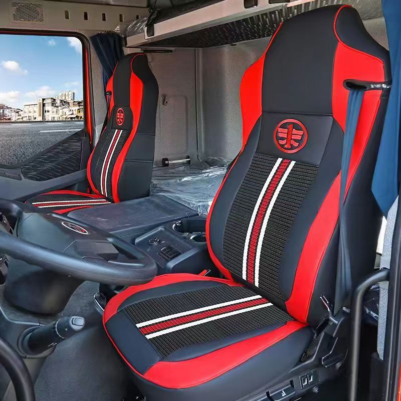 Jiefang – Seat cushion, seat cover Modified Universal - upgraded-striped-ice-silk-black-red-separate-driver-seat-piece