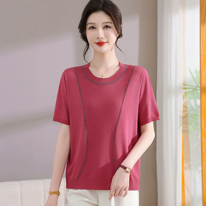 Летняя одежда для мамы футболка с короткими рукавами Иностранная шелковая рубашка со льдом