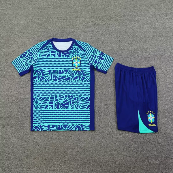 24-25 Season Brazil Jersey Pre-Match Warm-Up Short-Sleeved Vest Football Sports Training Uniform Team Uniform Adult Suit
