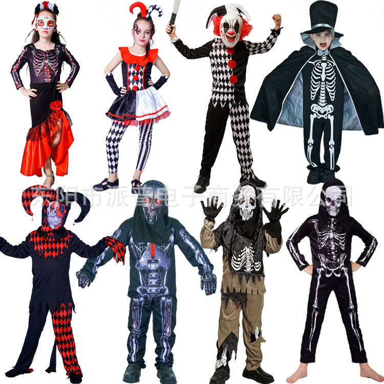 子供ハロウィーンテーマ衣装子供ハロウィーンコスプレ道化師幽霊衣装パーティー衣装|undefined
