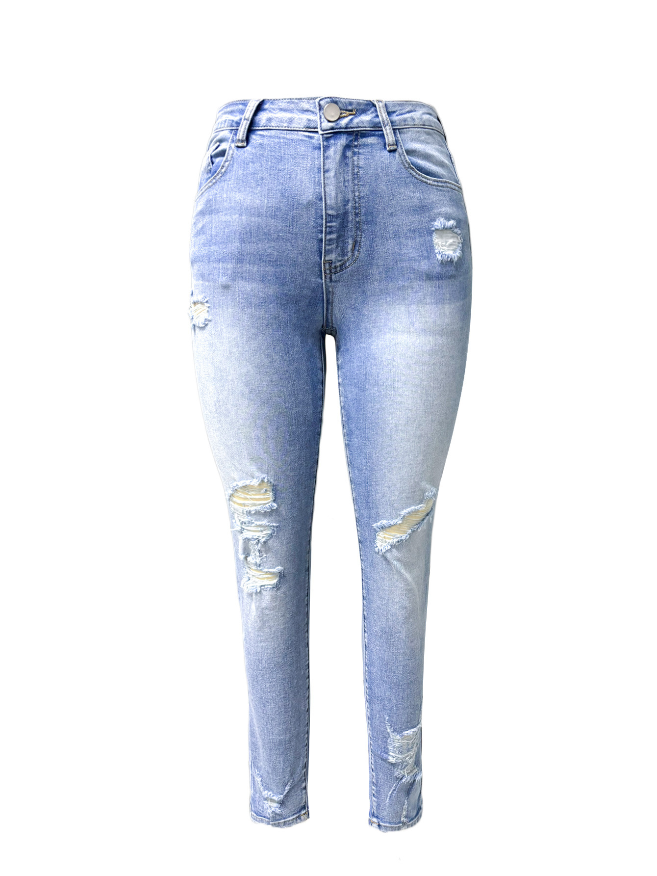 Women's Clothing Retro Denim Jeans For Women, Hot, High Waisted, Sexy, Hip Lifting, Tight Fitting, Ripped, Casual Skinny Jeans._ecoleips.com