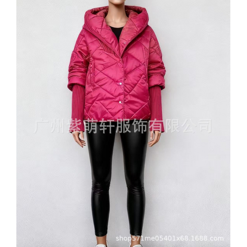 2025跨境欧美女装秋冬新款菱形格派克服休闲长袖棉服外套夹克批发|undefined