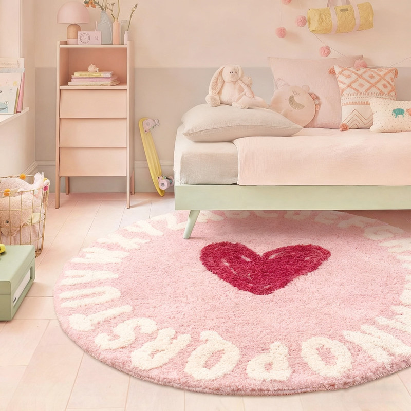 Trendy Ins-Style Round Flocked Tufted Carpet Rug Mat for Home Decoration, Non-Slip Computer Chair, Bedside Bay Window Trendy Ins-Style Round Flocked Tufted Carpet Rug Mat for Home Decoration, Non-Slip Computer Chair, Bedside Bay Window