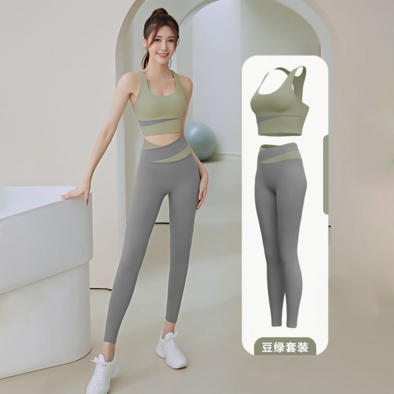 Sports Bra Set with Color-Blocking Design for Women, Shockproof Fitness Running Tights, Butt-Lifting Naked-Feel Leggings, Yoga Set Sports Bra Set with Color-Blocking Design for Women, Shockproof Fitness Running Tights, Butt-Lifting Naked-Feel Leggings, Yoga Set